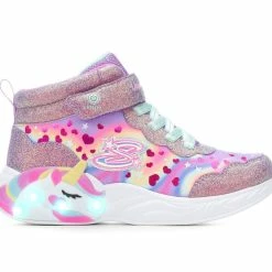 Girls' Skechers Little Kid & Big Kid Unicorn Dreams Light-Up High-Top Sneakers