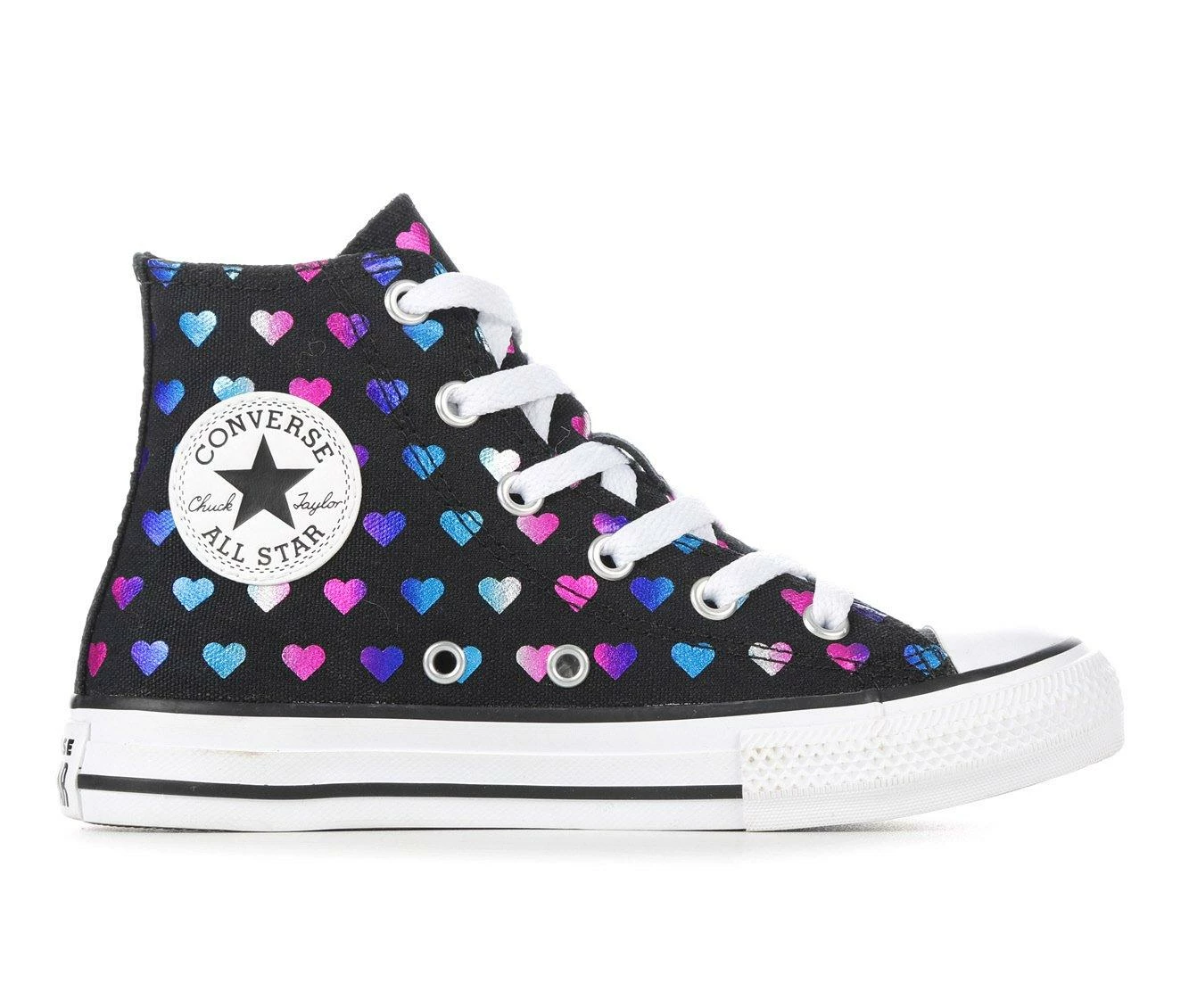 Girls' Converse Little Kid Chuck Taylor All Star Foil Heart Hi Sneakers 1 Girls' Converse Little Kid Chuck Taylor All Star Foil Heart Hi Sneakers