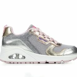 Girls' Skechers Little Kid & Big Kid Uno Metallic Remix Wedge Sneakers