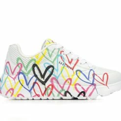 Girls' Skechers Little Kid & Big Kid Uno Lite Heart Wedge Sneakers